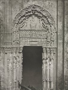 كاتدرائية شارتر: الباب الأيمن للبوابة الملكية مع سيدة شارتر ، 1857. بواسطة تشارلز نيجري