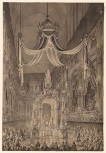 جنازة ماري تيريز من إسبانيا ، دوفين من فرنسا ، في كنيسة نوتردام ... 1746 ، ج. 1746. بواسطة تشارلز نيكولاس كوتشين
