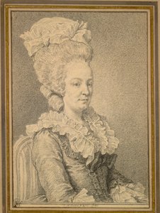 صورة نصفية لامرأة جالسة ، 1781. بواسطة تشارلز نيكولاس كوتشين