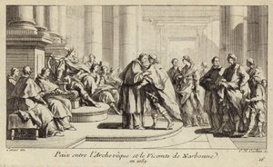 سلام بين الأسقف و Viscount of Narbonne بواسطة تشارلز نيكولاس الثاني كوتشين