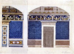 تصميم داخلي لقصر إمباير ، حوالي عام 1810 (ألوان مائية وغواش على ورق) بواسطة تشارلز بيرسييه