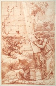 The origin of the Corinthian Order (red chalk on white paper) بواسطة تشارلز بيرولت