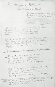 قصيدة توقيع "Voyage a Cythere" (قلم وحبر على ورق) (صورة بالأبيض والأسود) بواسطة تشارلز بيير بودلير
