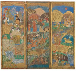 شاشة ثلاثية اللوحات ، حوالي 1916-17 (زيت وورقة ذهب على خشب جيسويد)
