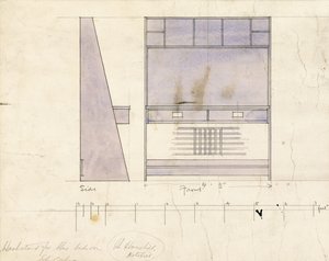 تصميم لمغسلة ، يظهر في الارتفاع الجانبي والأمام ، 1904 بواسطة تشارلز ريني ماكينتوش