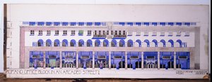 رسومات معمارية غير مسجلة من قبل لمتجر وشارع مقنطر ، حوالي عام 1915 بواسطة تشارلز ريني ماكينتوش