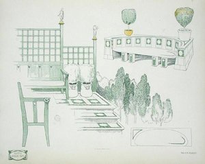 تفاصيل المقاعد والمدرجات ، من أوائل القرن العشرين ، من 'Documents d'Architecture Moderne' (لون ليثو) بواسطة تشارلز روبرت أشبي