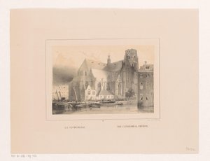 منظر لغروت أو سينت لورينسكيرك في روتردام La cathedrale / الكنيسة الكاثدرائية (العنوان على الكائن) Vues et monuments de la ville de Rotterdam / مناظر وآثار مدينة روتردام (عنوان السلسلة)