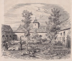 منظر داخلي لمزرعة ، من Le Magasin Pittoresque ، كاليفورنيا. 1852. بواسطة شارل تميسير