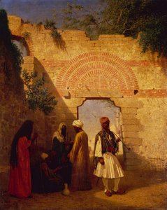 عرب أمام بوابة ، دمشق ، سوريا (زيت على قماش)