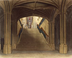 درج ، قلعة وندسور ، من "المساكن الملكية" ، نقشت بواسطة حانة WJ Bennett. بقلم ويليام هنري باين (1769-1843) ، 1818 (أكواتينت) بواسطة تشارلز وايلد