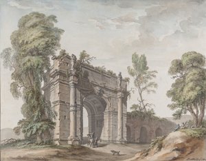 تصميم لقوس النصر للحدائق في شاتو دينجين ، بلجيكا ، 1782.