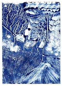 مسيرة في الصباح الباكر ، 2019 (monoprint) بواسطة شارلوت أور