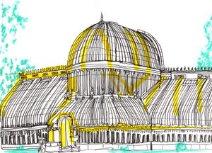 الحدائق النباتية ، بلفاست ، 2021 (قلم وعلامة أكريليك) بواسطة شارلوت أور