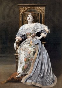 الممثلة الكوميدية الفرنسية جوليا بارتيت (1854-1941) في دور ماريون دي لورمي في مسرحية quot;ماريون دي لورميquot; في الكوميديا الفرنسية، باريس، تصوير شيري روسو من صحيفة quot;لو ثياترquot; الفرنسية في الأول من يوليو بواسطة شيري روسو