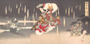 مشهد من Foxfire Kitsunebi من مسرحية Honcho nijushiko ، 1898. ، 1898. بواسطة تشيكانوبو يوشو