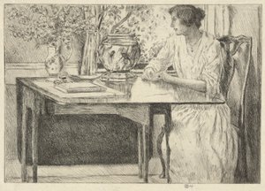 The Colonial Table (Holley House، Cos Cob) (وجه) ؛ منظر طبيعي مع الحظيرة (ظهر) بواسطة تشايلد حسام