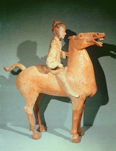 فارس ، من شيانيانغ ، شنشي ، سلالة هان الغربية (الطين المطلي)