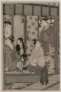 مجد الصباح من سلسلة حكاية جينجي في فستان أنيق حديث ، ج. 1790. بواسطة تشوبونساي إيسي