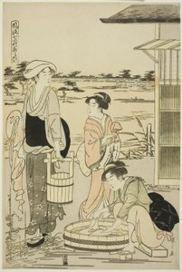Ono no Komachi Washing the Copybook ، من سلسلة The Fashionable Seven Komachi (Furyu nana Komachi) بواسطة تشوبونساي إيسي