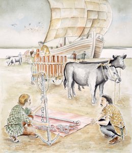 التجارة في Hengistbury Head ، Dorset ، القرن الأول قبل الميلاد c1990-c2010 بواسطة كريس إيفانز