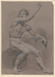 رجل جالس عاري ، ينظر من الجانب (الجائزة الثالثة 1796)