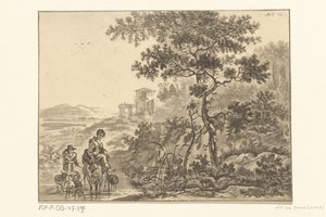 المناظر الطبيعية الإيطالية مع الراعي بواسطة Adriaen van der Kabel