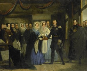 أميرة أورانج تستقبل الإسكندر الثاني (1818-1881) ، الدوق الأكبر ووريث عرش روسيا ، في منزل القيصر بطرس في زاندام ، 17 أبريل 1839 بواسطة كريستيان جوليوس لوديويجك بورتمان