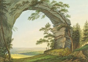 ِحظ، بسبب، Prebischtor، إلى داخل، Saxon، سويسرا، على الحدود، بسبب، بوهيميا، (engraving، ب، wc)