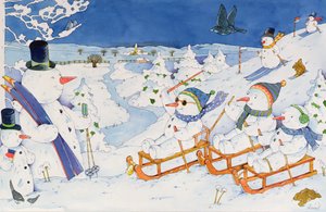 رجال الثلج Tobogganing بواسطة كريستيان كيمبف