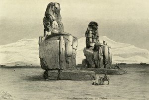 تمثالي ممنون في طيبة ، مصر ، 1898. بواسطة كريستيان فيلهلم أليرز
