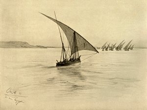 فلوكات على نهر النيل ، القاهرة ، مصر ، 1898. بواسطة كريستيان فيلهلم أليرز