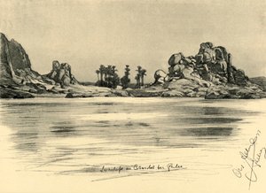 الشلال الأول بالقرب من جزيرة فيلة على نهر النيل ، مصر ، 1898. بواسطة كريستيان فيلهلم أليرز