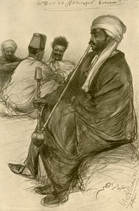 رجل يدخن النرجيلة على متن باخرة 'Hatasoo' ، مصر ، 1898. بواسطة كريستيان فيلهلم أليرز
