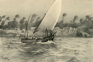 عاصفة من الشمال على نهر النيل ، مصر ، 1898. بواسطة كريستيان فيلهلم أليرز