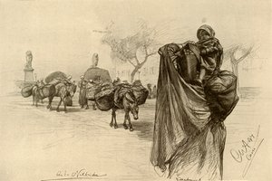 سيدة وطفل بالقرب من كوبري الجزيرة ، القاهرة ، 1898. بواسطة كريستيان فيلهلم أليرز