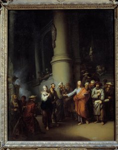 المسيح والمرأة الزانية. كريستيان فيلهلم إرنست ديتريش (1712-1774) بواسطة كريستيان فيلهلم إرنست ديتريش