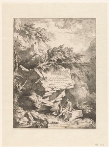 منظر صخري لشخصين يرتكزان على حجر أعمال سي جي إي ديتريش (عنوان السلسلة) Oeuvre de C.GE Dietrich، Peintre de S.A Electorale de Saxe (...) (عنوان السلسلة على الكائن) بواسطة ويدوي ديتريش