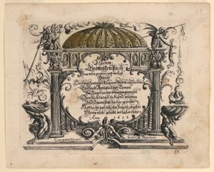 صفحة العنوان ، من Neüw Grotteßken Buch (كتاب Grotesque الجديد) بواسطة كريستوف جامنيتسر
