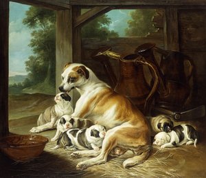 أم مع كلابها ، 1734