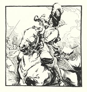 Bugler of the Scots Grays ، الرسم لإعلان لسجائر Major Drapkin & Co's Grays (litho) بواسطة كريستوفر (بعد) كلارك