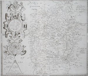 خريطة ويلتشير ، نقشها ويليام ويب ، نُشرت عام 1645 (نقش) بواسطة كريستوفر (بعد) ساكستون