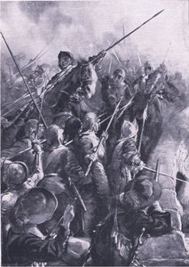 معركة بريستون 17 أغسطس 1648: عند دفع رمح تم هزيمتهم من الجسر ، رسم توضيحي من "المعارك البريطانية على الأرض والبحر" بواسطة كريستوفر كلارك
