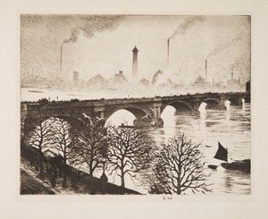 جسر واترلو من نافذة سافوي ، حانة. 1925. بواسطة كريستوفر ريتشارد وين نيفنسون