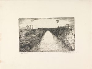 المناظر الطبيعية مع القناة Il canale col ponte في Distanza (العنوان على الكائن) بواسطة سينو بوزيتي