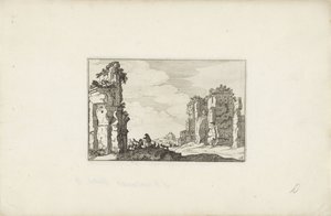 راعيان في حالة خراب المناظر الطبيعية الإيطالية مع الآثار (عنوان المسلسل) Variae Antiquitates Romanae (عنوان السلسلة على الكائن) بواسطة ويليم فان نيولانت (الثاني)