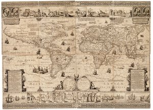 الصحيفة مركبة من ثمانية أقسام ونقش، ملصقة على بطاقة. مقياس الرسم: حوالي 1:35,000,000,000.