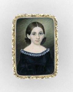 صورة لفتاة ، حوالي عام 1845 (ألوان مائية على عاجي ، مذهب وزجاج) بواسطة كلاريسا بيترز