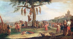 الشنق ، من سلسلة "البؤس والمآسي للحرب" ، بعد اللوحة الأصلية لجاك كالوت (1592-1635) بواسطة كلود كالوت