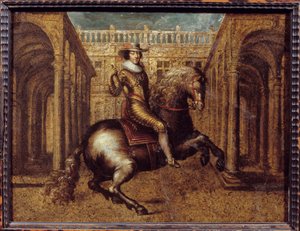 صورة الفروسية لجاستون دورليانز (1608-1660) دوق أنجو ، شقيق لويس الثالث عشر. لوحة لكلود ديرويه (1588-1662)